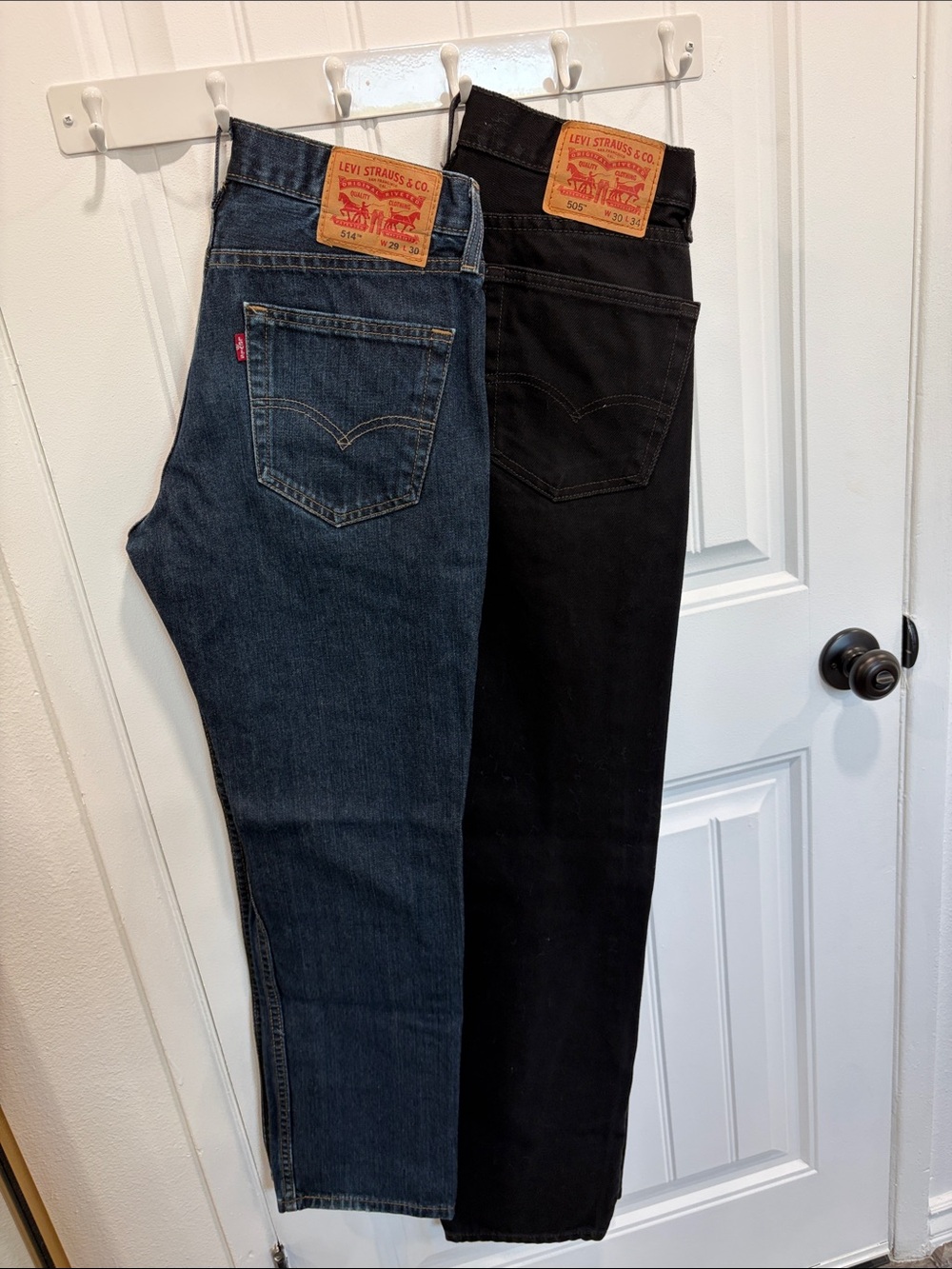 Levi's Men's Straight Jeans in Blue and Black Denim - Pair